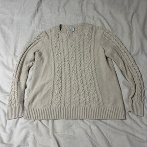 L.L.Bean Cream Colored Cable Knit Sweater